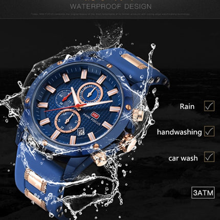 MINI FOCUS MF0089G Waterproof Quartz Watch Luminous Men Sports Watch(Coffee Surface Gold Shell Black Belt)-garmade.com