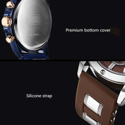 MINI FOCUS MF0089G Waterproof Quartz Watch Luminous Men Sports Watch(Coffee Surface Gold Shell Black Belt)-garmade.com