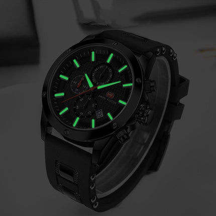 MINI FOCUS MF0089G Waterproof Quartz Watch Luminous Men Sports Watch(Coffee Surface Gold Shell Black Belt)-garmade.com