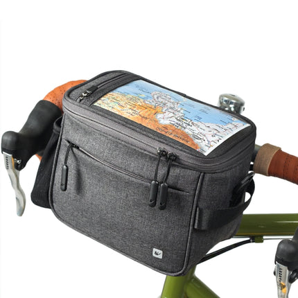 Rhinowalk Bicycle Front Handle Bag Camera Bag Waterproof 7.5 inch Large Touch Screen Navigation Mobile Phone Bag Bicycle Bag(Dark Gray)-garmade.com