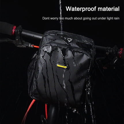 Rhinowalk Bicycle Front Bag Waterproof Handlebar Bag Folding Bike Front Bag Large Capacity Riding Bag(Matt Black)-garmade.com