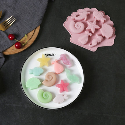 6 PCS 3D Creative Ocean Organism Shaped Silicone Cake Mold Baking Chocolate Ice Cube Mold(Pink)-garmade.com