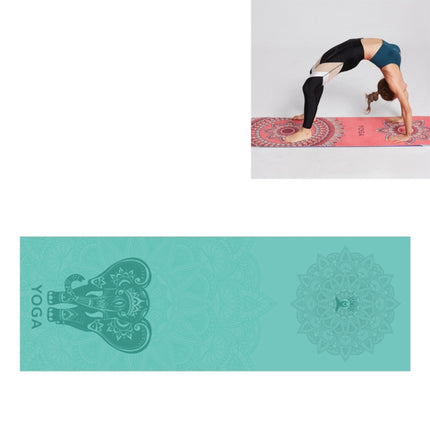 Portable Printed Non-slip Environmental Protection Yoga Mat Drape, Size: 185 x 63cm(Green Lucky Elephant)-garmade.com