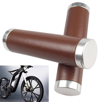 Retro Bicycle Leather Grip Cover Mountain Bike Comfortable Cowhide Grip Cover, Colour: HG005B Exquisite-garmade.com