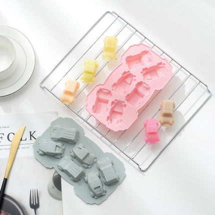 6 PCS Creative Cake Chocolate Mold 3D Car Cartoon Household Silicone Baking Ice Tray Mold(Pink)-garmade.com