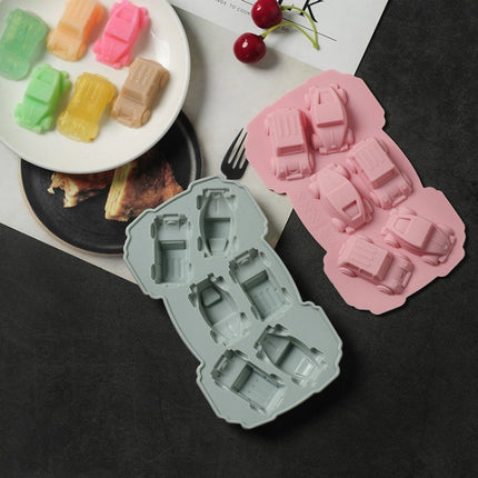 6 PCS Creative Cake Chocolate Mold 3D Car Cartoon Household Silicone Baking Ice Tray Mold(Pink)-garmade.com