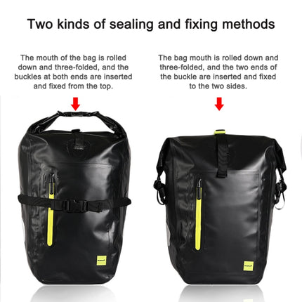 Rhinowalk Bicycle Backpack Full Waterproof Shelf Bag 25L Unilateral Frame Bag Long-distance Travel Bicycle Bag(Black Green)-garmade.com