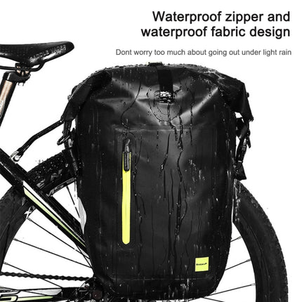 Rhinowalk Bicycle Backpack Full Waterproof Shelf Bag 25L Unilateral Frame Bag Long-distance Travel Bicycle Bag(Full Black)-garmade.com