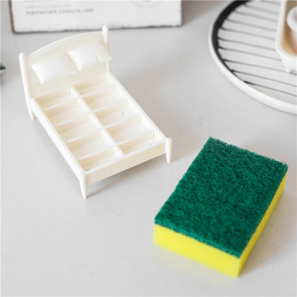 2 Sets Creative Kitchen Scouring Pad Sponge Wipe Bed Shape Storage Rack Set-garmade.com