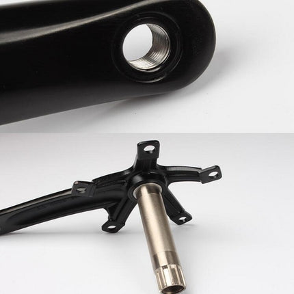 Litepro Folding Bicycle LP Hollow One-piece Crank Tooth Disc Bottom Axle Modified SP8, Style:Left and Right Crank+Bottom Bracket(Black)-garmade.com