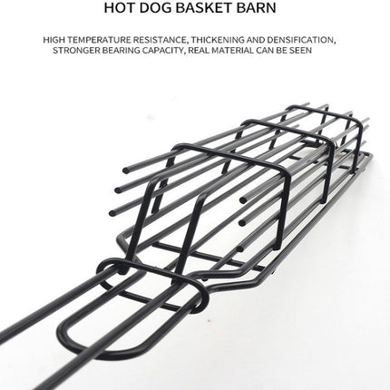 2 PCS Hot Dog Barbecue Cage Sausage Barbecue Clip Barbecue Clip Mesh Wooden Handle Barbecue Mesh Rack, Color:Red-garmade.com