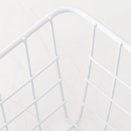Wrought Iron Tabletop Snack Storage Box Sundries With Cloth Storage Basket(White)-garmade.com