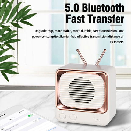 DW02 TV Shape Retro Bluetooth Wireless Speaker Mini Portable Card Audio(White)-garmade.com