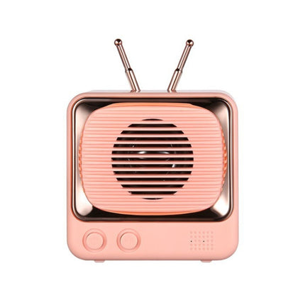 DW02 TV Shape Retro Bluetooth Wireless Speaker Mini Portable Card Audio(Pink)-garmade.com