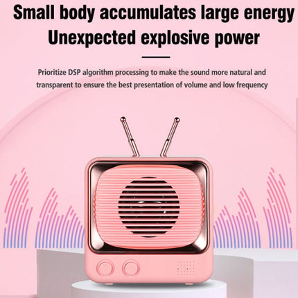 DW02 TV Shape Retro Bluetooth Wireless Speaker Mini Portable Card Audio(Pink)-garmade.com