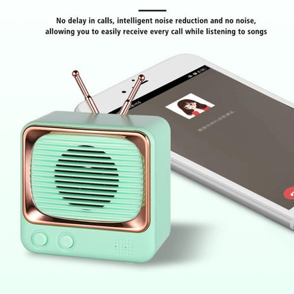 DW02 TV Shape Retro Bluetooth Wireless Speaker Mini Portable Card Audio(Green)-garmade.com