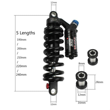 DNM RCP2S Mountain Bike Oil Spring Rear Shock Absorber Soft Tail Frame Rear Bladder, Size:210mm(With 24mm Bushing)-garmade.com