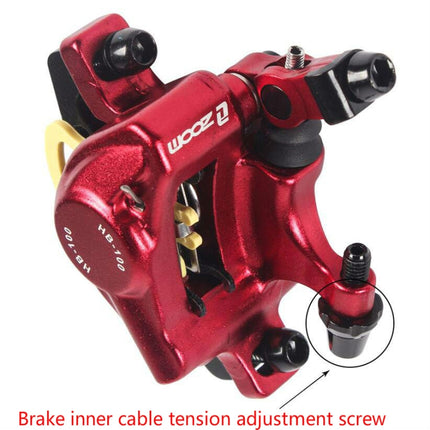 ZOOM HB100 Mountain Bike Hydraulic Brake Caliper Folding Bike Cable Pull Hydraulic Disc Brake Caliper, Style:Front and Rear(Red)-garmade.com
