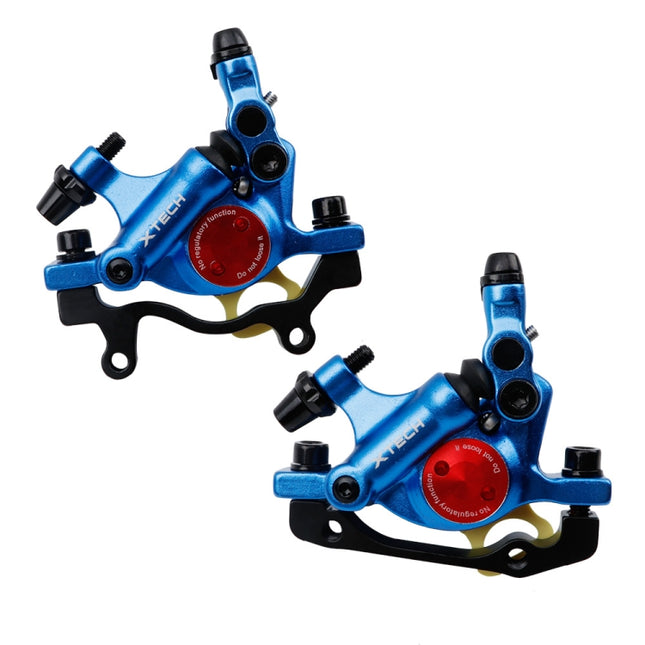 ZOOM HB100 Mountain Bike Hydraulic Brake Caliper Folding Bike Cable Pull Hydraulic Disc Brake Caliper, Style:Front and Rear(Blue)-garmade.com