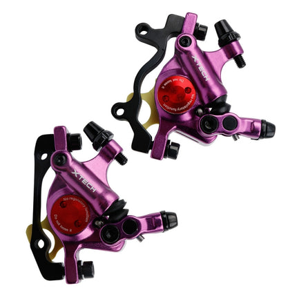 ZOOM HB100 Mountain Bike Hydraulic Brake Caliper Folding Bike Cable Pull Hydraulic Disc Brake Caliper, Style:Front and Rear(Purple)-garmade.com