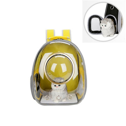 Space Capsule Pet Bag Panoramic Transparent Cat Go Out Portable Breathable Backpack with Cover(Yellow)-garmade.com
