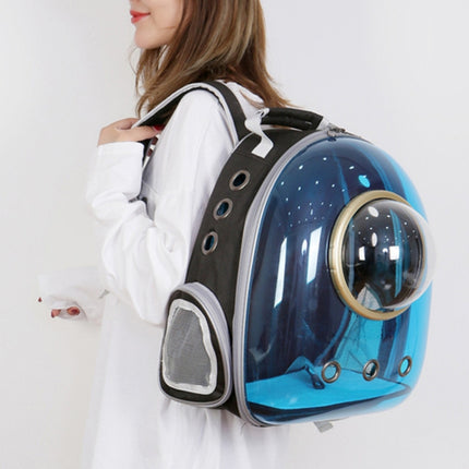 Space Capsule Pet Bag Panoramic Transparent Cat Go Out Portable Breathable Backpack with Cover(Black)-garmade.com