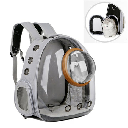 Space Capsule Pet Bag Panoramic Transparent Cat Go Out Portable Breathable Backpack with Cover(Gray)-garmade.com