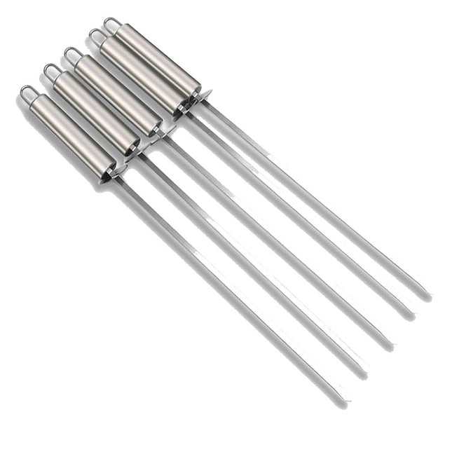 5 PCS Barbecue Pin With Handle BBQ Stainless Steel Grill Skewer Grill Pin With Heat-proof Handle-garmade.com