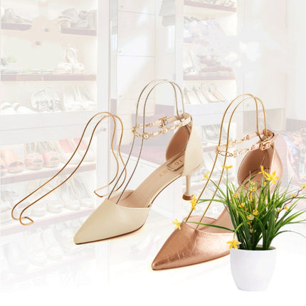 3 PCS Stainless Steel High Heels Display Stand Metal Elastic Shoe Support Shoe Support Bracket, Colour: Rose Gold-garmade.com