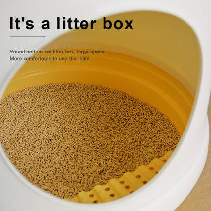 Cat Litter Box Splash-proof Enclosed Cat Toilet Supplies(Warm White)-garmade.com