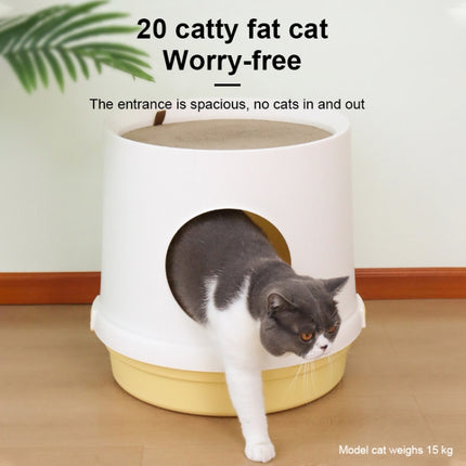 Cat Litter Box Splash-proof Enclosed Cat Toilet Supplies(Porcelain White)-garmade.com