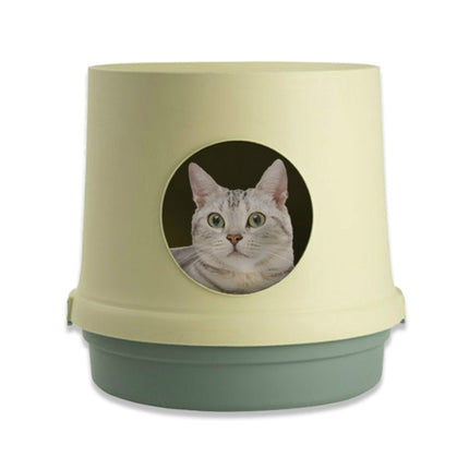Cat Litter Box Splash-proof Enclosed Cat Toilet Supplies(Yellow Green)-garmade.com