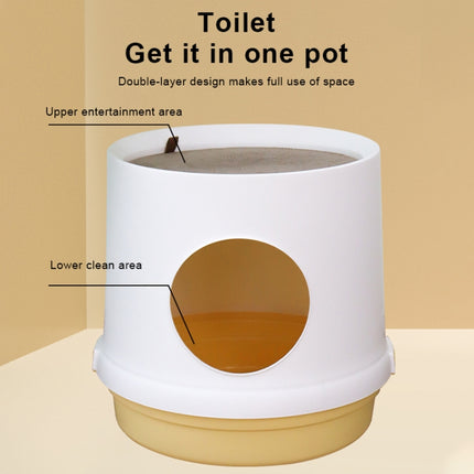 Cat Litter Box Splash-proof Enclosed Cat Toilet Supplies(Yellow Green)-garmade.com