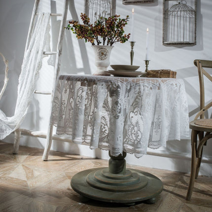 Round Lace Tablecloth Cover Cloth Retro Dining Table Coffee Table Tablecloth, Size: 190 CM(White)-garmade.com