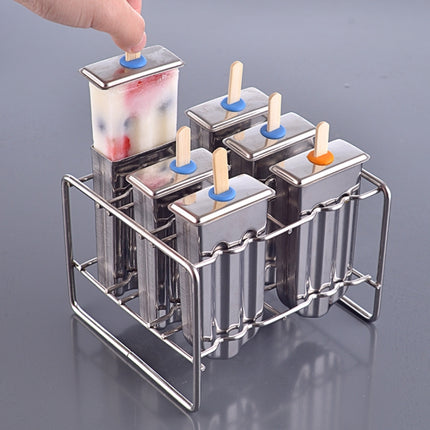 Stainless Steel DIY Ice Cream Mold Household Popsicle Ice Cream Mold(6 Flat Head Double Grooves)-garmade.com