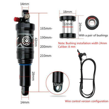 DNM AO38 Mountain Soft Tail Frame Rear Shock Absorber XC Air Pressure Rebound Shock Absorber, Size:165mm, Specificatio:Wire Control AO38RL-garmade.com