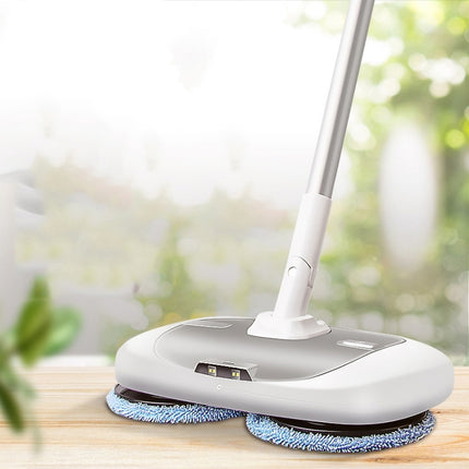 Cordless Electric Rotary Mop Floor Scrubber Household Handheld Water Spray Cleaning Multifunctional Mop CN Plug(White)-garmade.com