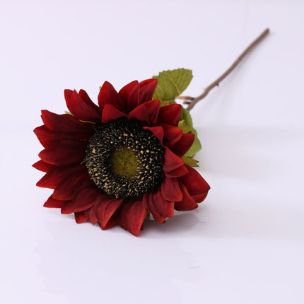 5 PCS Retro Sunflower Sunflower Simulation Sunflower Bouquet Wedding Bride Holding Fake Flowers(Autumn Red)-garmade.com