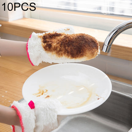 10 PCS Bamboo Fiber Household Non-stick Oil Dishwashing Gloves Kitchen Cleaning Waterproof Gloves-garmade.com