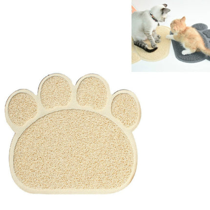 2 PCS PVC Claw Shaped Cat Litter Mat Pet Placemat Anti-skid Floor Large Mat Pet Supplies(Beige)-garmade.com