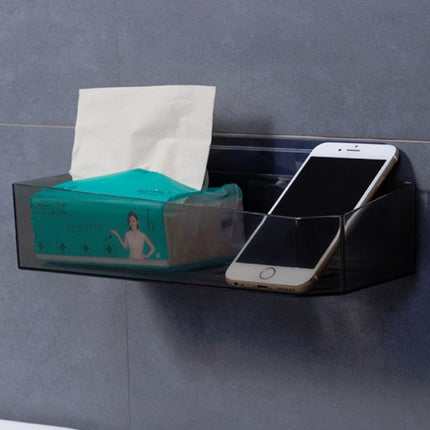 3 PCS Bathroom Seamless Non-perforated Shelf Wall Hanging Storage Basket(Transparent Black)-garmade.com