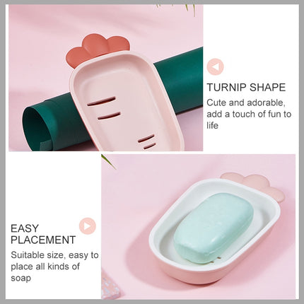 3 PCS Creative Cute Drain Double-layer Household Toilet Soap Box with Lid Soap Holder(Green)-garmade.com