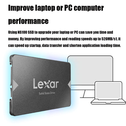 Lexar NS100 2.5 inch SATA3 Notebook Desktop SSD Solid State Drive, Capacity: 1TB(Gray)-garmade.com