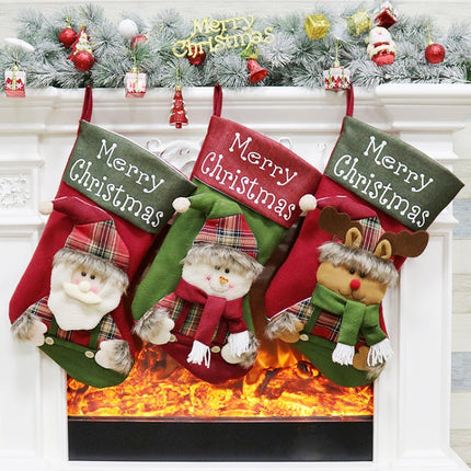 Christmas Socks Gift Bag Christmas Ornaments Gifts Candy Socks Pendant(Elk)-garmade.com