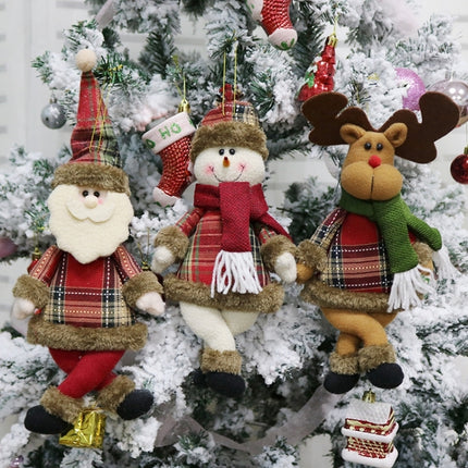 Santa Claus Snowman Doll Pendant Christmas Decorations Christmas Ornaments Pendant Gifts, Size: Curved Feet(Snowman)-garmade.com