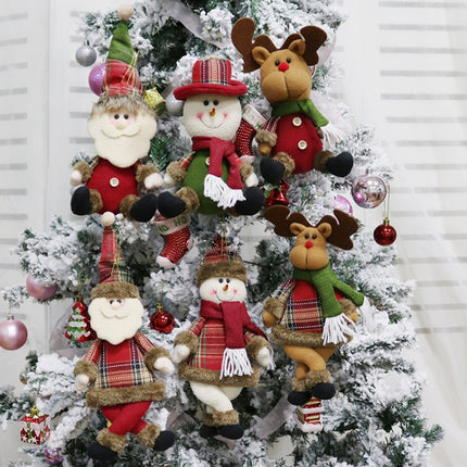Santa Claus Snowman Doll Pendant Christmas Decorations Christmas Ornaments Pendant Gifts, Size: Curved Feet(Elk)-garmade.com