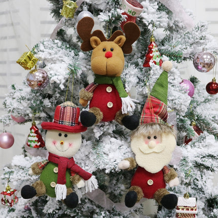 Santa Claus Snowman Doll Pendant Christmas Decorations Christmas Ornaments Pendant Gifts, Size: Sitting(Elk)-garmade.com