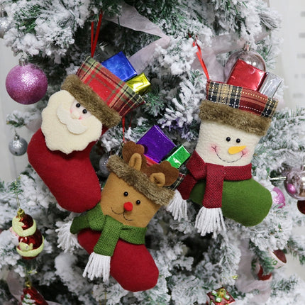 Christmas Socks Gift Bag Christmas Tree Pendant Decoration Socks Creative Christmas Gifts(Elk)-garmade.com