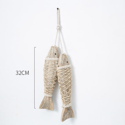 Mediterranean Creative Vintage Old Wall Hanging Ornaments Wooden Hand-carved Antique Fish Skewers, Size:Large-garmade.com