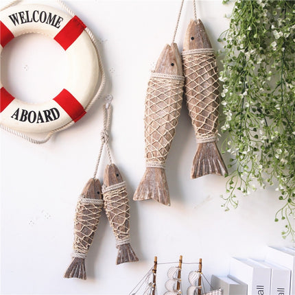 Mediterranean Creative Vintage Old Wall Hanging Ornaments Wooden Hand-carved Antique Fish Skewers, Size:Large-garmade.com